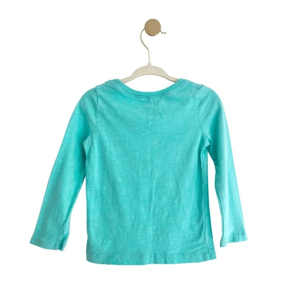 ⚡️4/$20⚡️Carter’s Winter Holiday Turquoise Kids Long Sleeve Graphic Tee Girl 2T